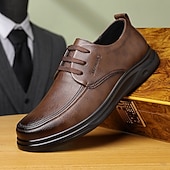 economico Scarpe Casual con Lacci-scarpe da lavoro da uomo marrone scuro, eleganti con lacci, in similpelle di alta qualità, perfette per l'ufficio e le occasioni professionali