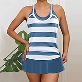 abordables Tankinis-Mujer Bañadores 2 piezas Falda Traje de baño Espalda al Aire Vacaciones Ropa de playa Floral Graphic Escote Redondo Sin Mangas Trajes de baño