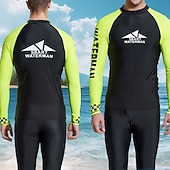 Недорогие Гидрокостюмы и дайвинг -костюмы-Муж. Гидрокостюм для дайвинга Рашгард из 2 частей Купальный костюм Блокировка цвета УФ-защита Легкость Длинный рукав Гидрокостюмы Серфинг Гребля на каное Для погружения с трубкой Зима