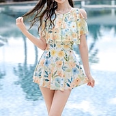 abordables Surfing Tankinis &amp; Bikinis-Mujer Camiseta Protección Solar Surf Traje de baño Bañadores Floral Bañadores Rosa Verde Trébol FPS 50+ Control de barriga Surf Playa Vocación Verano