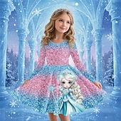  Mädchen' 3D Grafik Anime Kleid Langarm 3D-Druck Frühling Herbst Leistung Urlaub Party Lässig Prinzessin Schön Kinder 4-12 Jahre Freizeitkleid A Linie Kleid Knielang Normale Passform