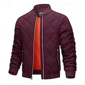 billiga Herrdunjackor och -parkas-Herr Vinterkappa Pufferjacka Quiltad jacka Vadderad Ficka Polyester Utomhus Ledigt Dagligen Normal Mode Streetwear Håller värmen Vattentät Vinter Ensfärgat Svart Vinröd Marinblå Grön Pufferjacka