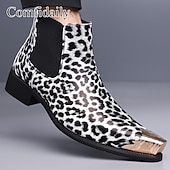 cheap Chelsea Boots-Men's Brown Leopard Print Chelsea Boots – Trendy and Bold Design, Ideal for Casual Wear, Street Style and Fashion-forward Occasions