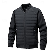 cheap Men's Downs &amp; Parkas-Men's Winter Coat Quilted Jacket Padded Jacket Pocket Quilted Polyster Outdoor Casual Daily Regular Fashion Streetwear Contemporary Thermal Warm Winter Solid Color Black Khaki Army Green Puffer Jacket