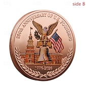  250周年記念コイン - 黄金のアメリカンフラッグ＆リバティベルデザインコレクティブルコイン、展示用の耐久性金属記念コイン、コレクターの愛国心セミクインテセンニアル