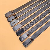 baratos Cintos para Homem-Men's Genuine Leather Belt Belt Brass Square Buckle Dermis Alloy Vintage Durable Adjustable Plain Black Kakhi Outdoor Daily Waist Belt