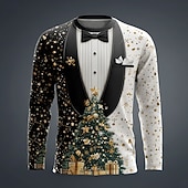levne Vánoční kostým-Vánoce Pánské Vánoční kostým Smoking Tričko Dlouhý rukáv tričko 3D tisk Tričkový Košile Módní Základní 3D ulice Ležérní Denní Černý 4 Černá 1 Černá 3 Léto Jaro Oblečení S M L XL XXL XXXL