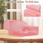 رخيصةأون تخزين الأمتعة والسفر-منظم حبوب يومي، 7 حجرات محمولة لتنظيم حبوب السفر، [تصميم قابل للطي] صندوق حبوب لجيب المحفظة لحمل الفيتامينات وزيت كبد سمك القد والمكملات الغذائية والأدوية - أحمر شفاف