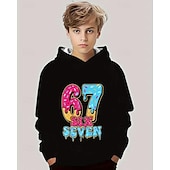 abordables Humor Divertido 3D del Niño-Chico 3D Graphic Jerga divertida 67 Sudadera Pullover Manga Larga Impresión 3D Primavera Otoño Deportes Moda Ropa de calle Niños 4-12 años Con Capucha Exterior Casual Diario Ajuste regular