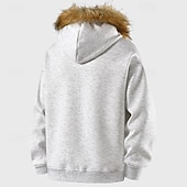 preiswerte Lässige Jacken-Herren Freizeitjacke Kapuzenjacke Outdoor Lässig Fellbesatz Tasche Herbst Winter Einfach Mode Streetwear Mit Kapuze Regulär Aprikose Schwarz Rosa Burgunderrot Hellgrau Jacken