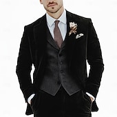 economico Abiti da matrimonio-Uomo Smoking Abito di velluto Matrimonio in Spiaggia Matrimonio primaverile Nero Borgogna Primavera &amp; Estate Tuta Bavero classico Affari Formale Tinta unita Vestibilità su misura 2 pezzi Monopetto