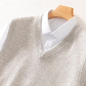 cheap Men's Wool Sweater-Men's Premium Pure Wool Cashmere V Neck Sweater Vest Classic Knit Pullover Jumper Soft Warm Breathable