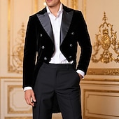 cheap Men's 1920s Costumes-Retro Vintage Punk &amp; Gothic Medieval Tuxedo Tailcoat Long Sleeves Vampire Knight Ritter Fancy Dress Men's Steampunk Halloween Performance LARP Ren Faire Adults' Coat Fall &amp; Winter
