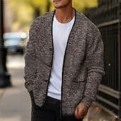 economico Maglioni Cardigan da uomo-Per uomo Maglione Jacquard Felpa Cardigan A Coste Maglia Top Regolari Lavorato a maglia Semplice Scollo a V Vacanza Moda Casuale Abbigliamento quotidiano Abbigliamento Primavera &amp; Autunno Autunno