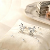 economico Orecchino da donna-orecchini pendenti in argento con fiocco, cristallo trasparente e ciondolo a croce – eleganti orecchini pendenti per donna