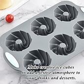 levne Formy na dorty-Forma na ledový věnec, vánoční forma na ledový věnec, vánoční silikonové formičky/tácky na kostky ledu ve tvaru vánočních kostek, 6dírková silikonová forma vhodná na kostky ledu, dorty, mýdlo,