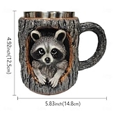 Недорогие Кружки и чашки-Кружка ручной работы с изображением енота, кофейная чашка из смолы с 3D-животным, креативная кружка с дизайном пня из лесного дерева, подарочная чашка с милым лесным енотом для домашнего офиса,