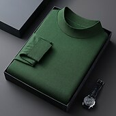 Недорогие мужской пуловер-свитер-Муж. Пуловер Свитер Вязаный свитер Рельефный узор Вязать Обычные топы Трикотаж Полотняное плетение Вырез под горло Мода Классический Отпуск На каждый день Одежда Осень Зима Синий Черный S M L