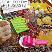 voordelige naaien &amp; breien &amp; haken-Diamantkunstroller - essentieel doe-het-zelf knutselgereedschap voor borduurwerk met strass-steentjes, handroller met gemakkelijke grip, afneembare diamantschildergereedschappen en accessoires