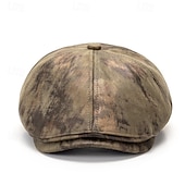 abordables Chapeaux homme-Homme Casquette Plate Chapeau Ascot Casquette Gavroche Noir Blanche Polyester Mode Occasionnel Rue Quotidien Teinture par nouage Réglable Écran solaire Respirant