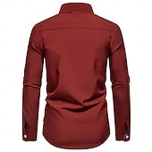abordables Camisas de vestir para hombres-Men's Shirt Dress Shirt Casual Shirt Button Up Shirt Plain Formal Wedding Blue White Red Long Sleeve Lapel Summer Spring Clothing Apparel Patchwork