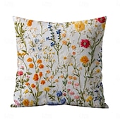 cheap Textured Throw Pillows-Floral Pattern Pillow Cover 2D Flat Print Soft Comfortable Cushion Case with Faux embroidery for Living Room Sofa Bedroom Home Decoration