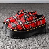 billiga Mäns julsandaler-Röda rutiga herrsneakers – trendigt mönster och bekväm passform, perfekta för julutflykter och avslappnade högtidssammankomster