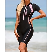 economico Rash Guards Interi-Per donna Rash Guard completo per il corpo Costume da surf intero Boyleg Color-blocking con reggiseno incorporato Controllo addominale Manica Corta Costume da Bagno Surf Canoa Snorkeling Primavera