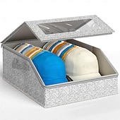 abordables Rangement et organisation-Cette boîte de rangement demi-large peut contenir 24 casquettes de baseball, des vêtements, des draps et des pantalons. Son couvercle transparent en PVC avec fermeture éclair la protège de la