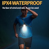 お買い得  キャンプ用ライトとランタン-胸部夜間ランニング ライト、ウェアラブル サイクリング ライト、LED マルチライト、屋外スポーツ用赤色ライト警告灯、USB 充電式ランニング ライト。