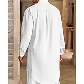 abordables Robes de Chambre-Homme Loungewear Chemise de Nuit Uni Élégant Confort Maison Quotidien Coton Respirant Col montant manche longue Printemps Automne Noir Blanche