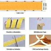 Недорогие Светодиодные ленты-Светодиодная лента COB шириной 24 В, 15 мм, 24 Вт, 960 светодиодов/м, 30 мм, 40 Вт, 1600 светодиодов/м, с высокой яркостью и большой светящейся поверхностью, с регулировкой яркости для помещений, не