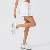 זול חצאיות וחצאיות קצרות לנשים-בגדי ריקוד נשים משובץ / משבצות אחיד חצאית קז'ואל חצאית טניס חצאיות קפלים חצאית ספורט אלסטי תומך זיעה נושם טניס פיקלבול יוגה תחתיות שחור לבן צהוב בגדי טניס