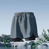 זול שחיית טרנקים ומכנסי לוח-בגדי ריקוד גברים מכנסי גלישה מכנסי שורט בגדי ים מכנסי שחייה אחיד הדפס 2 ב 1 עם תוחם דחיסה ייבוש מהיר בגדי ים תחתיות גלישה שייט בקאנו שנרקול קיץ