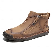abordables Botines-Botas de senderismo de piel sintética de primera calidad para hombre: calzado resistente con cierre de cremallera para aventuras al aire libre y uso casual.