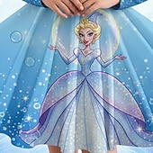 cheap 3D Cartoon Dress-Girls' 3D Graphic Anime Dress Long Sleeve 3D Print Spring Fall Performance Vacation Party Casual Princess Beautiful Kids 4-12 Years Casual Dress A Line Dress Knee-length Regular Fit