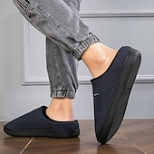 economico Ciabatte e infradito da uomo-Per uomo Pantofole &amp; Infradito Pantofole di peluche Foderato in pile Camminata Casual Quotidiano Pelle sintetica Caldo Confortevole Mocassino Nero Blu Inverno