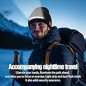 cheap Beanie Headphones-Knitted Headlight Hat New Outdoor LED Lighting Hat USB Rechargeable 1.5-3W Power Supply Battery Button Control Type-C Charging Suitable for Night Cycling and Running Headwe Valentine's Day Gift