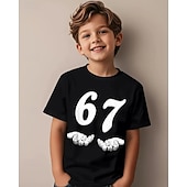 abordables Humor Divertido 3D del Niño-Algodón Niños Chico Negro Graphic Jerga divertida 67 Camiseta Blusa Cuello Barco Manga Corta Exterior Uso Diario Moda Ropa de calle Design Estampado Verano