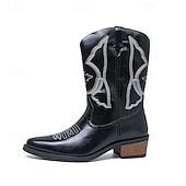 billiga Cowboy &amp; Western Boots-Vita herrstövlar i westernstil, äkta läder, cowboyinspirerad design, perfekta för utomhusevenemang, westernkläder