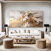 cheap Abstract Paintings-Gold oil painting handmade White Abstract Oil Painting on Canvas hand painted Bright Textured Original Foil Painting Art Large Modern Art painting for Living Room Wall Art Decor