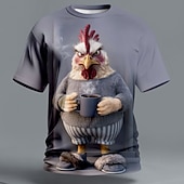  Men's Animal Rooster Funny T Shirt Short Sleeve T shirt 3D Print Crew Neck Shirt Exaggerated Designer Party Holiday Dark Gray Gray Summer Spring Clothing Apparel S M L XL XXL XXXL