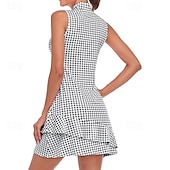 tanie Sukienka damska-Damskie Graficzny Solidne kolory Sukienka do tenisa Sukienka sportowa Odprowadza wilgoć Oddychający Bransoletka tenisowa Obuwie sportowe Bieganie Kołnierz zapinany na zamek Sukienka Czarny Biały