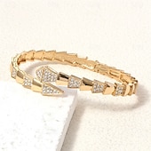 levne Náramky-Zirkon Retro Had Elegantní Módní Přizpůsobeno Moderní Chrome Náramek šperky Stříbrná / Zlatá Pro Svatební Párty Zásnuby Maturitní ples