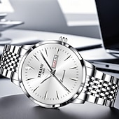 voordelige Quartz-horloges-Geavanceerd herenhorloge modieuze heren quartz horloge modieuze kalender fluorescerende wijzerplaat het beste cadeau voor mannen