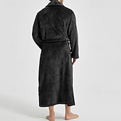 Недорогие Халаты-Муж. Домашняя одежда Ночная рубашка Ночная сорочка Банное платье Полотняное плетение Стиль Удобная обувь Дом Повседневные Хлопок Сохраняет тепло Дышащий V-образный вырез Длинный рукав Осень Зима