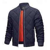 billiga Herrdunjackor och -parkas-Herr Vinterkappa Pufferjacka Quiltad jacka Vadderad Ficka Polyester Utomhus Ledigt Dagligen Normal Mode Streetwear Håller värmen Vattentät Vinter Ensfärgat Svart Vinröd Marinblå Grön Pufferjacka