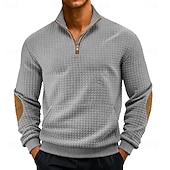 preiswerte Einfache Sweatshirts-Herren Zip Up Sweatshirt Waffel-Sweatshirt Pullover Schwarz Weiß Marineblau Khaki Dunkelgray Halber Reißverschluss Einfach Reißverschluss Tasche Arbeit Sport &amp; Outdoor Lässig ohne Druck Aktiv Vintage