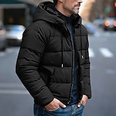 baratos Blusões e Parkas para Homem-Homens Casaco de inverno Casaco puffer Acolchoado Bolsos Poliéster Ao ar livre Casual Diário Padrão Moda Roupa de rua Térmico / Quente Inverno Côr Sólida Azul Cinzento Escuro Preto Casaco puffer