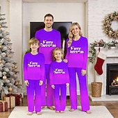 olcso gyerek karácsonyi pizsama-Családi nézés Karácsony Karácsonyi családi pizsama Pizsamák Családkészletek Grafika Gradiens Karácsonyi minta Otthon Nyomtatott Medence Sötétsárga Világoszöld Hosszú ujj Napi Hozzá illő ruhák